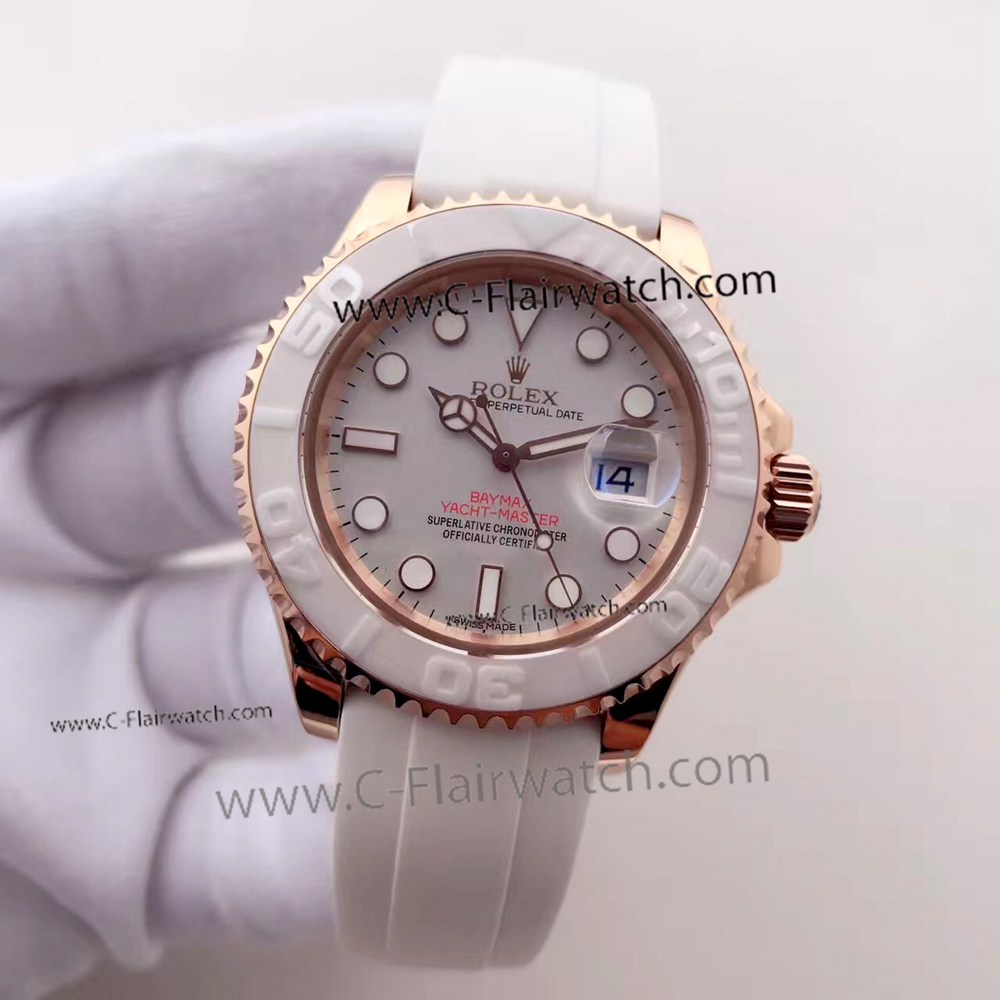 Copy Rolex BAYMAX Yacht-master 1 Watch Rose Gold White Dial